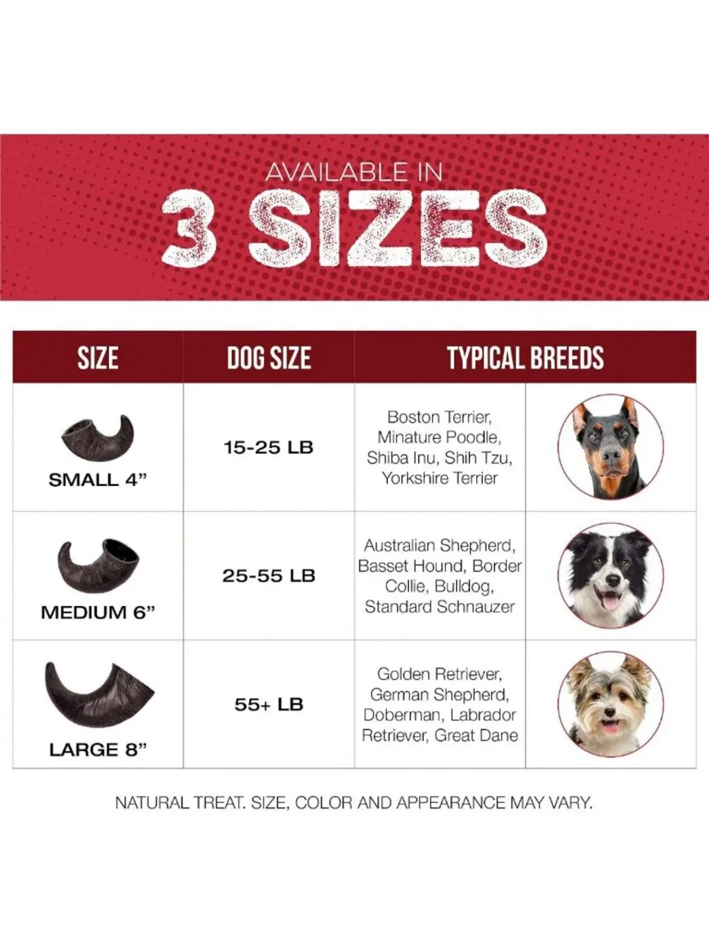 4 Pack Large Water Buffalo Horns for Dogs - Natural Chew for Aggressive Chewers